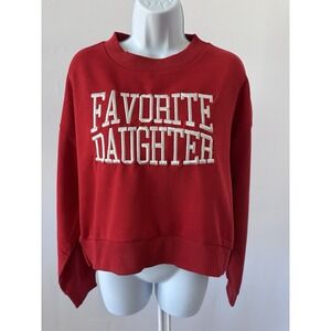 NWT!  Favorite Daughter Red White Cropped Sweatshirt Women's Sz S (b33)